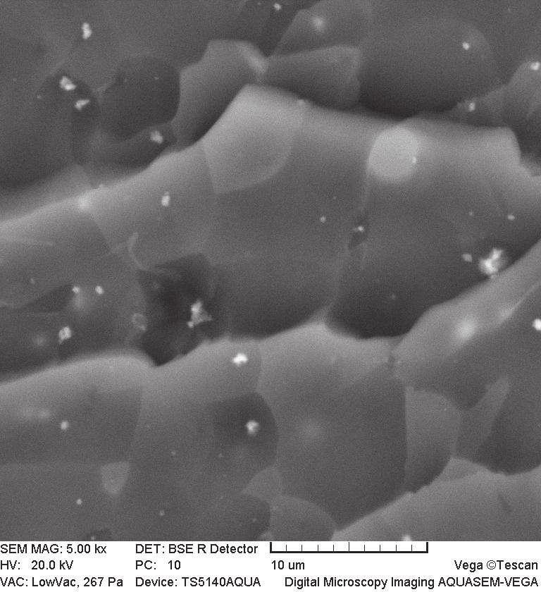 Experimentální část 26 Obrázek 7 Zobrazení rozmístění nanočástic v matrici Obrázky 6 a 7 byly vytvořeny na Ústavu přístrojové techniky AV ČR.