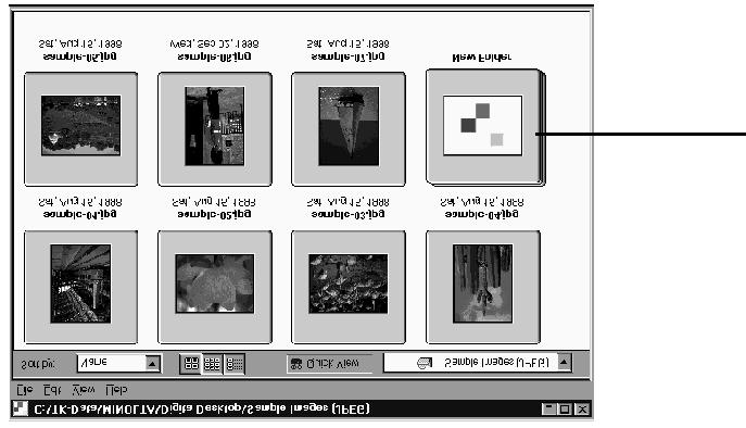 Použití náhledového okna 3. Klepnutím na tlačítko OK (pro počítače Macintosh: Select [název složky]) se otevře Náhledové okno a v něm se zobrazí náhledy snímků uložených ve zvolené složce.