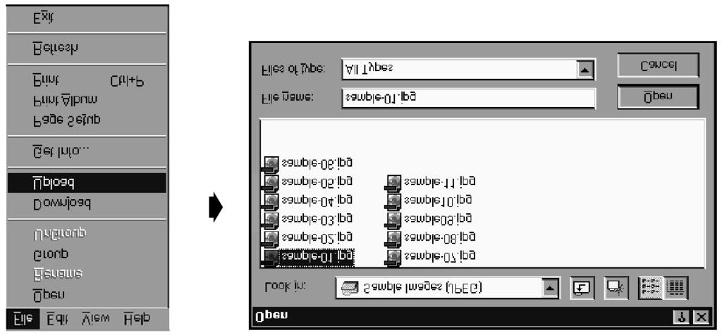 Použití náhledového okna Načtení snímků do fotoaparátu Funkce načte snímky uložené na pevném disku počítače a uloží je na pamě ovou kartu ve fotoaparátu. Windows 95/98/NT 1.