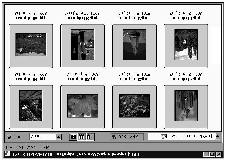Snímky z fotoaparátu: v nabídce Viewer (Prohlížeč) klepněte na položku View by (Zobrazit jako) a zvolte Slide (Diapozitiv), Small Slide (Malý diapozitiv) nebo List (Seznam).