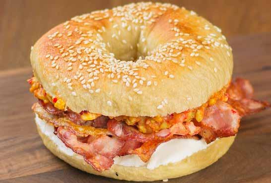 /Roasted pork, grilled sweet pepper, cream cheese, lettuce, BBQ sauce, seeds HAM IN FRANCE 7,