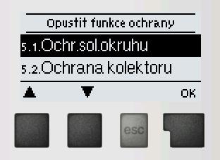 Funkce ochrany 6. - Funkce ochrany Menu 6. Funkce ochrany se používá k aktivaci a nastavení různých ochranných funkcí. Varování Tyto funkce nenahrazují žádné bezpečnostní prvky solárních systémů!