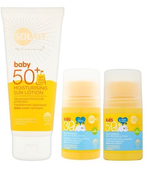 SOLAIT BABY / KIDS SPF 30, 50+ MOISTURISING SUN LOTION SOLAIT AFTER SUN MILK, GEL, SPRAY Hydratační tělové mléko SOLAIT baby 50+ nabízí vysokou ochranu i pro ty nejmenší děti.