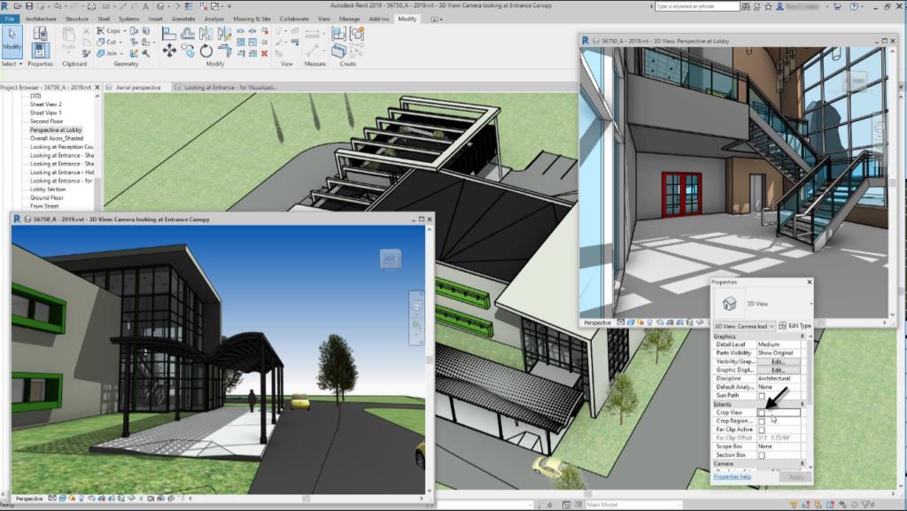 Podlaží Čáry podlaží (Levels) lze zobrazit v 3D pohledech, po označení čáry podlaží se zvýrazní daná rovina. Vymazáním podlaží se zvýrazní prvky, které budou vymazáním podlaží dotčeny.