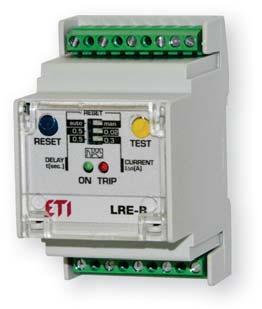 Реле утечки на землю LRE-A и LRE-B Реле утечки на землю LRE-A и LRE-B, трансформаторы тока светодиодная индикация наличия питания ON (зелёный LED) и срабатывания реле TRP (красный LED);