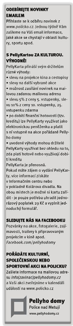 PELLYHO DOMY INFORMUJÍ V jarním čísle Polického měsíčníku jsme zveřejnili výzvu týkající se Víléma Pellyho staršího. Děkujeme všem, kteří se ozvali a poskytli nám materiály.