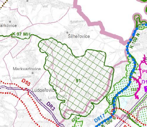 Plochy a koridory nadmístního významu včetně ploch a koridorů veřejné infrastruktury, ÚSES a územních rezerv dle A-ZÚR MSK Na území obce Šilheřovice zasahuje: - nadregionální biocentrum 91 (Černý