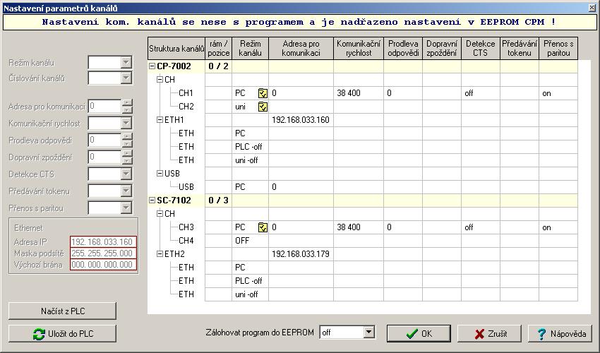 1. Přehled komunikačních možností systémů TECOMAT Jednotlivé komunikační moduly SC-7101 a SC-7102 TC700 zveřejňují nastavení svých sériových kanálů a rozhraní Ethernet samostatně ve stejném formátu