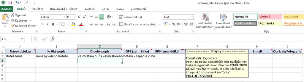 PRVNÍ ETAPA - nastavení podmínek