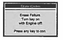 Pokud se kódy nevymažou, zobrazí se zpráva Erase Failure.