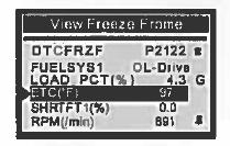 3.4 Zobrazení podmínek závady Nastane-li závada související s řízením emisí, palubní elektronika zaznamená do paměti hodnoty některých důležitých parametrů (tzv. Freeze Frame).