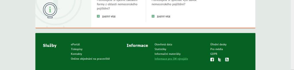 Distribuce informací od 10.5. 2019 nový web ČSSZ! sekce pro vývojáře SW v patičce v Informacích https://www.cssz.