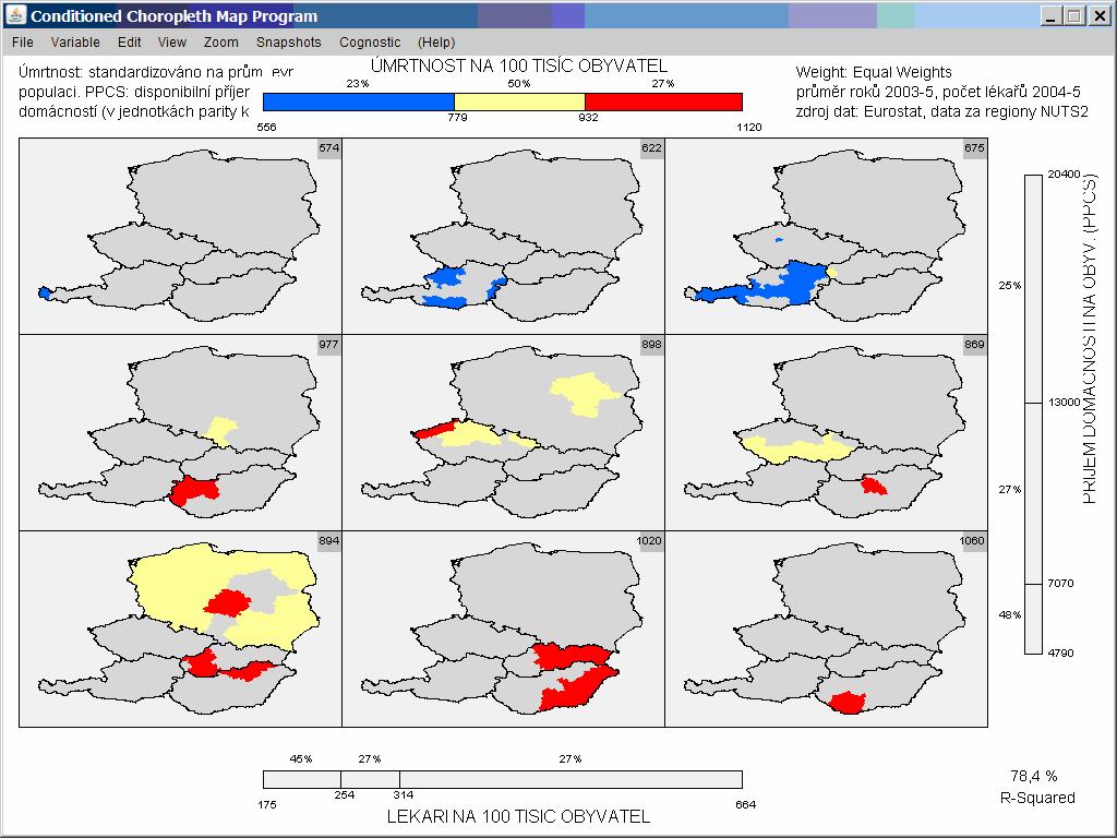Obr. 8: Ukázka mezinárodních dat v nástroji CCmaps. 5) Vytvořit webovou prezentaci a obsah reprezentující funkcionalitu kartografických metod a interpretaci výsledků.