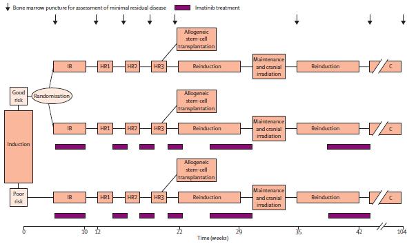 Imatinib je Ph + pacientům podáván již od šestého dne léčby paralelně s chemoterapií.