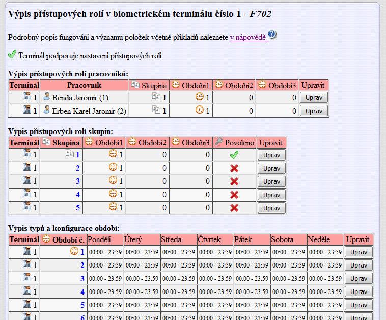 Každý terminál má své vlastní nastavení nezávislé na ostatních terminálech. V menu Firma / Terminály BM-Finger je od verze programu 7.