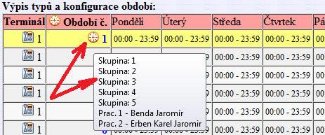 První skupina musí být vždy povolena, jinak by nefungovala nejen přístupová práva zaměstnanců z této skupiny, ale ani individuálně nastavená období zaměstnanců nepatřících do žádné skupiny.