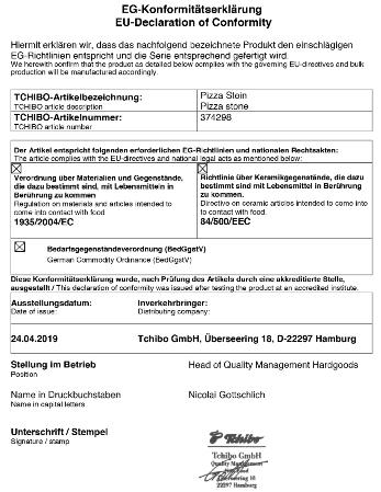 Prohlášení o shodě Made exclusively for: Tchibo GmbH, Überseering 18, 22297 Hamburg, Germany, www.tchibo.