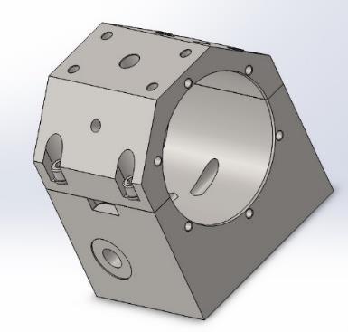 5-8 Ložiskový domek: a) řez, b) 3d model 5.2.1 Těleso ložiskového domku Těleso ložiskového domku (Obr.