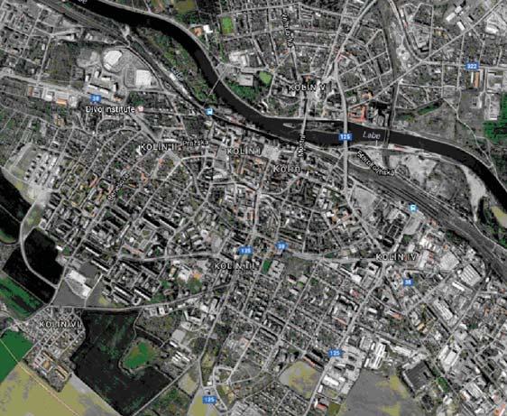ÚDAJE O ÚZEMÍ Řešené území panelového sídliště se nachází v západní části města Kolín na jeho okraji, prochází jím ulice Moravcova, Kremličkova.