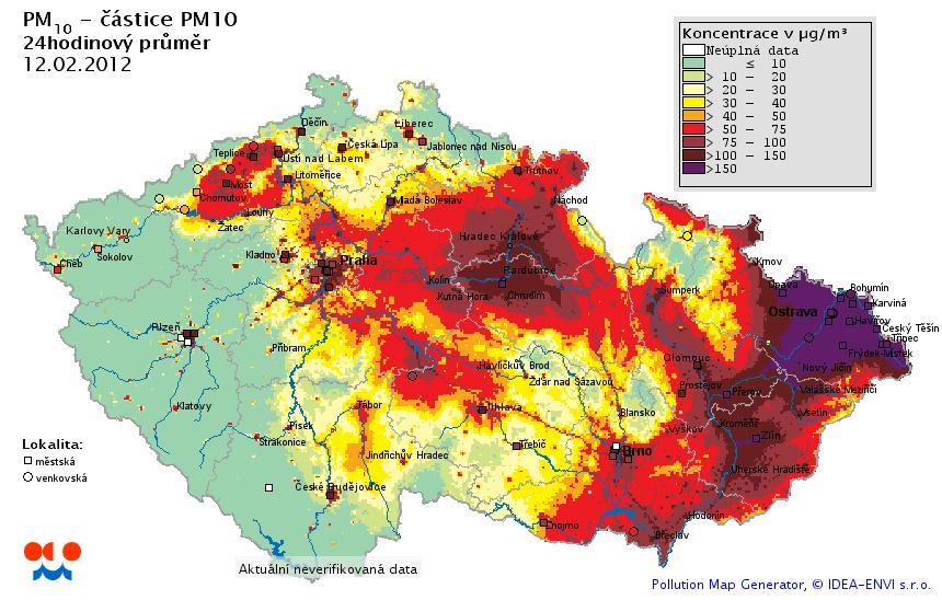 3.1.2 Průměrné 24hodinové koncentrace Trend průměrných 24hodinových a měsíčních koncentrací PM a PM 2,5 ve všech třech lokalitách zobrazují následující Obr. 16 - Obr. 21.