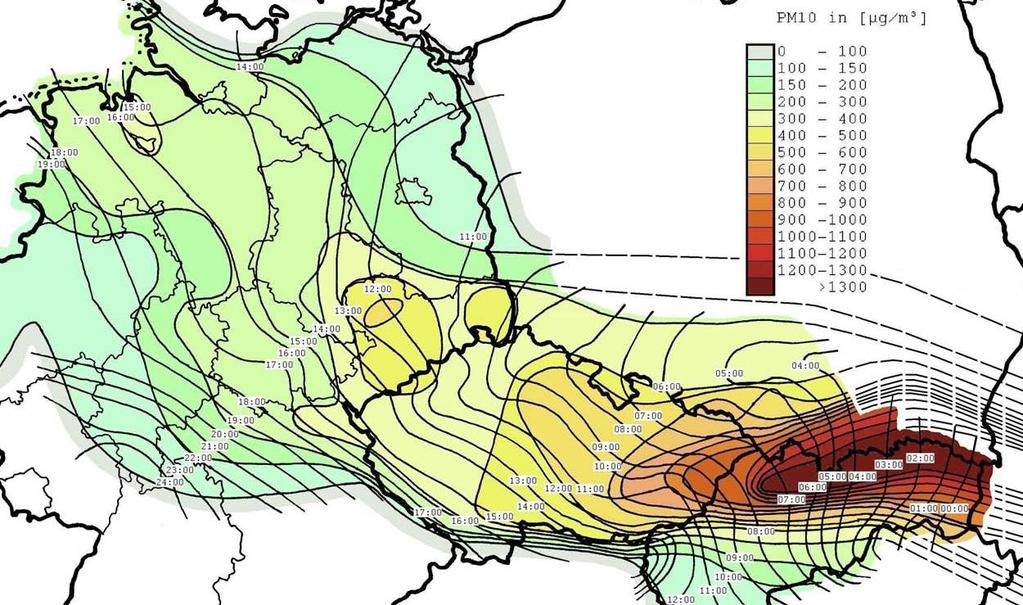 Obr. 6 - Průběh prašné bouře