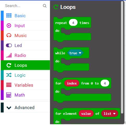 Micro:bit lekce 4. Cykly (iterační příkazy) - Opakují dokola několikrát kus programu, potom program pokračuje dál.