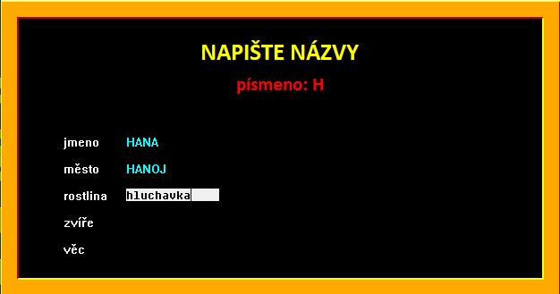 b) Seřazení textů. Smažte obrazovku a poté seřaďte zadané texty podle délky (počtu znaků). Pokud má více textů stejný počet znaků, je jedno, který se zobrazí výše a který níže.