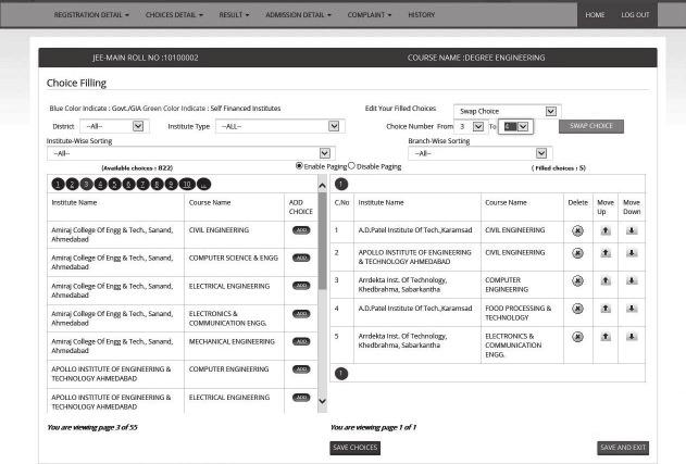 9. The candidate has to lock his final choices within the stipulated time limit. On clicking Lock Choices button a message Enter your 14 digit PIN will be displayed as shown in Fig. 3.12.