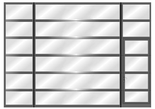 2. Dostupné možnosti 2.1 Pevné sekce Pevné sekce výhodně vyplní prostor kolem nových vrat, jež jsou menší než otvor ve stěně. Pevné sekce jsou k dispozici jako horní a postranní sekce.