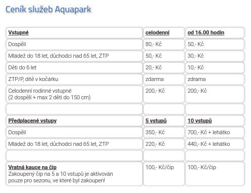 cz) Tabulka 5 Ceník služeb poskytovaných v