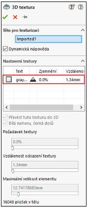 jiné) ٠ Aplikace 3D textury - ve FeatureManageru otevřeme