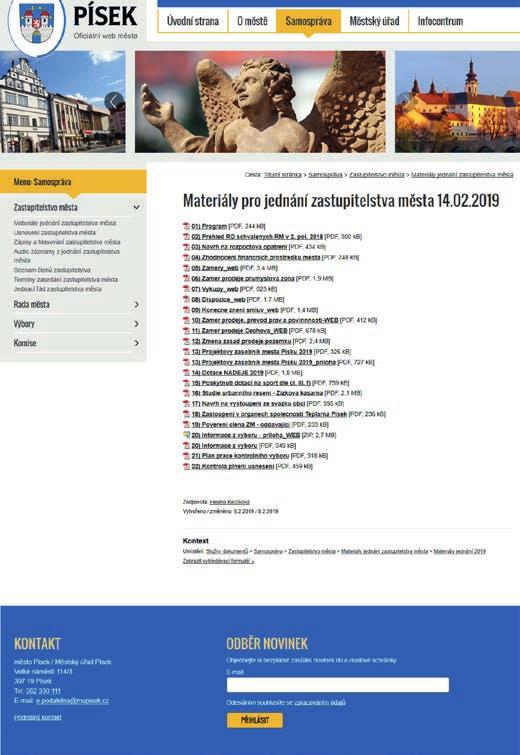 Písek: Transparentní přehled o zasedání zastupitelstva a rady města Město Písek se nachází v okrese Písek v Jihočeském kraji. www.mesto-pisek.