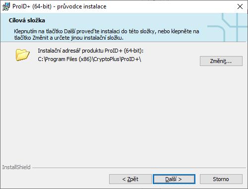 Obr. 3 Volba instalačního adresáře Běžným uživatelům se doporučuje ponechat výchozí instalační adresář beze změny. Pokročilí uživatelé mohou adresář změnit po stisku tlačítka Změnit.