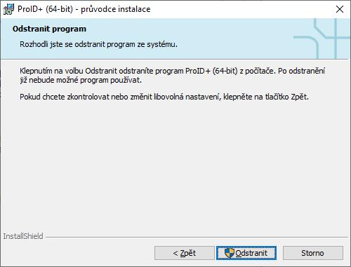 Obr. 16 Odstranění programu ProID+ Po stisknutí tlačítka