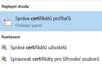 3. V sekci Osobní -> Certifikáty zvolte vybraný certifikát jedním kliknutím na něj a v záhlaví okna