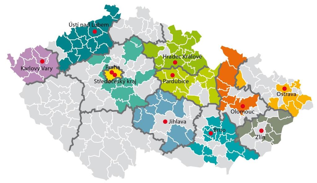 Rozsah síťování na lokální úrovni 11 zapojených krajů 126 zapojených