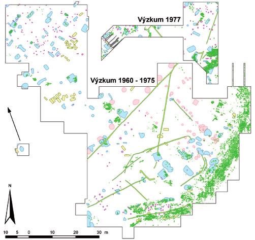 vývoj osídlení lokality Obr. 40 Břeclav-Pohansko. Výzkum Žárového pohřebiště. Obr. 41 Břeclav-Pohansko. Výzkum Lesního hrúdu. Obr. 42 Břeclav-Pohansko. Výzkum Severního předhradí.