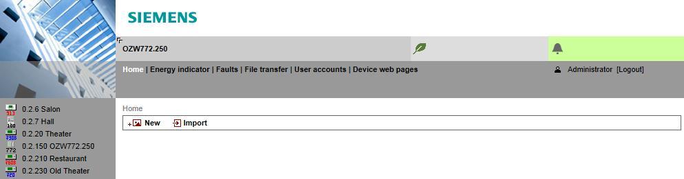 9 Funkce trend Přehled Web server OZW772... může vytvářet trendy pro jakékoliv datové body.