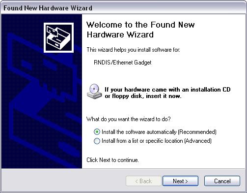 11.3.3 Instalace RNDIS driveru Instalace RNDIS driveru od V7.0 RNDIS driver pro web server do verze V7.0 Poznámka Automatická instalace Pro webový server od verze V7.0 není vyžadován RNDIS driver.