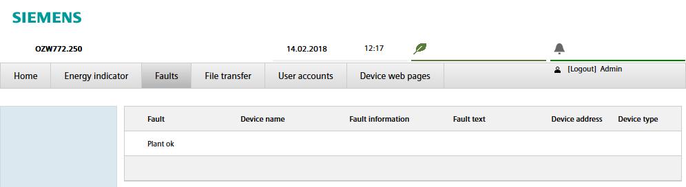 Konečné kroky 2.9.1 Kontrola poruch Signalizace poruch Poznámky Indikátor poruch zobrazuje stav zařízení. Stav Bez poruchy může být po uvedení do provozu dočasný.