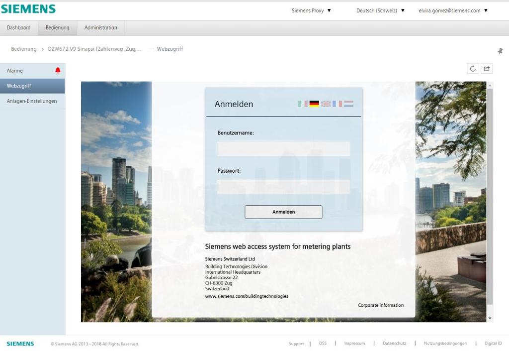 Poznámka Pokud je aktivována funkce brány v OZW, zobrazí se místo uživatelského rozhraní OZW registrační stránka M-Bus serveru.