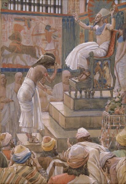 Josef a jeho bratři přijati faraonem, James Tissot - ROZHOVOR S FARAONEM -