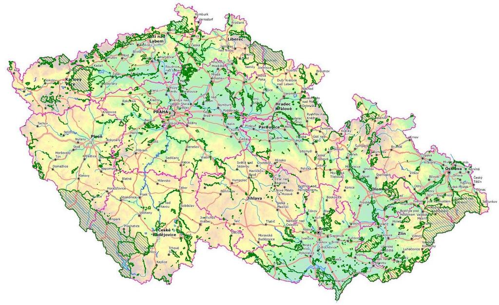 Mapa 1: Ptačí oblasti v České republice (Zdroj CENIA, AOPK ČR 2012) Mapa 2: