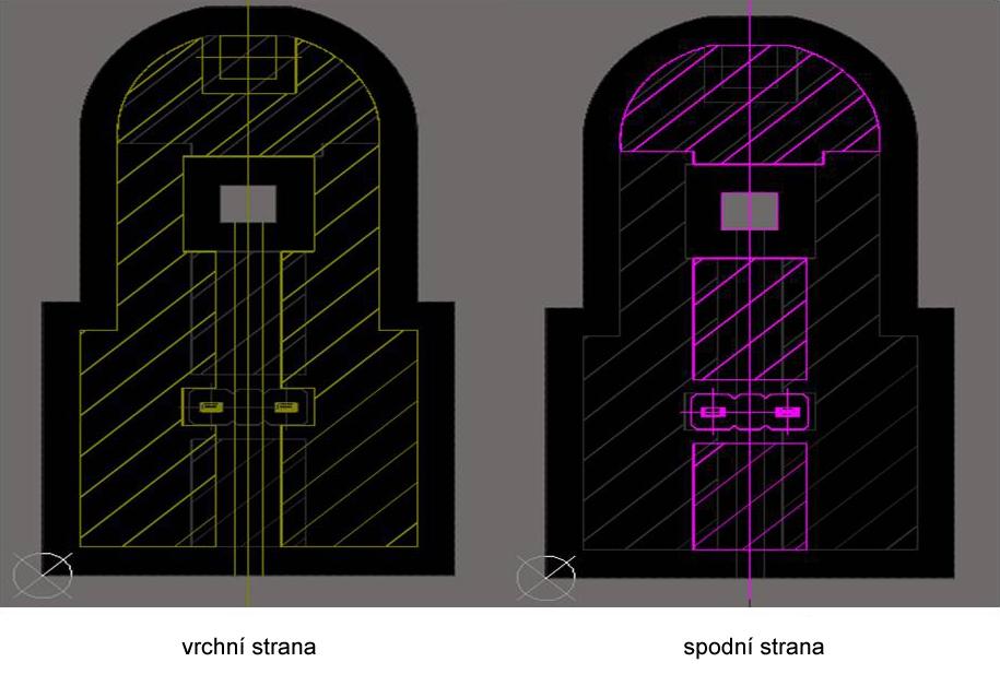 Nakreslete vymezené oblasti pro umístění součástek, měď a různé omezení výšky na horní a spodní straně (vyberte jakékoliv mechanické vrstvy