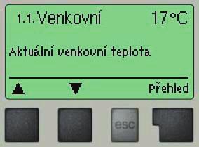 F - POPIS MENU M ené hodnoty menu 1 F 1 - M ené hodnoty Menu 1. M ené hodnoty slouží k zobrazení aktuálních teplot. Jaké hodnoty se budou zobrazovat závisí na zvoleném programu a modelu regulátoru.