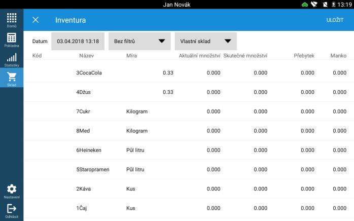 Datum zahájení a ukončení - datum platnosti akce Doba zahájení a ukončení - čas platnosti akce 5.11 Inventura Cesta: Sklad -> Inventura Umožňuje inventarizovat sklad.