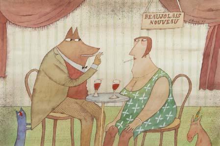 000 Kč Adolf Born (1930 2016) Beaujolais Nouveau akvarel na papíře, dat. 1997, sign.