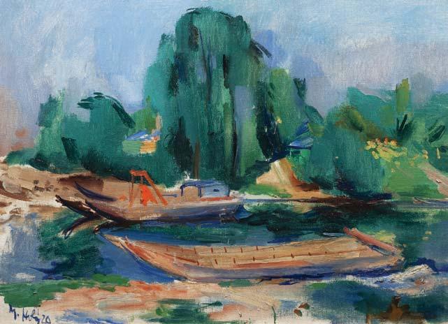 AUKČNÍ ROČENKA 2017 Miloslav Holý (1897 1974) Pískařské lodě olej na plátně, dat. 1929, sign.