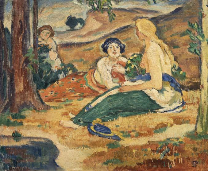 VÝBĚR ZE 78. A 79. AUKCE GALERIE KODL Jan Preisler (1872 1918): Studie ke Koupání olej na plátně, dat. 1912, sign.