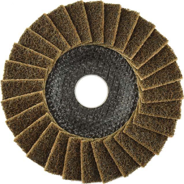 SUPERIOR POLIMAXX 1 Struktura netkané textilie: hrubá (coarse) Leštící lamelové talířové kotouče pro úhlové brusky Lamelové talířové kotouče s lamelami hrubé netkané textilie (s mírným brusným